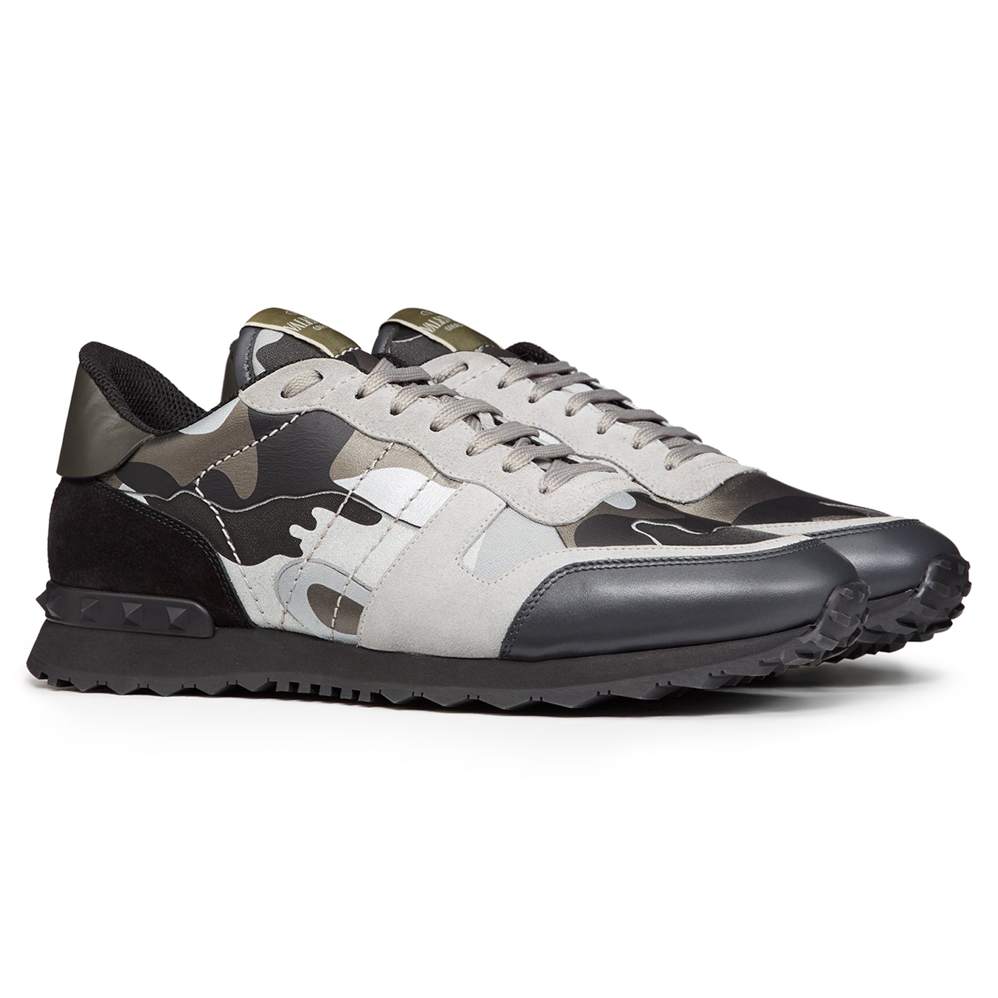 Image of Valentino Grey Black Camouflage Rockrunner Sneaker